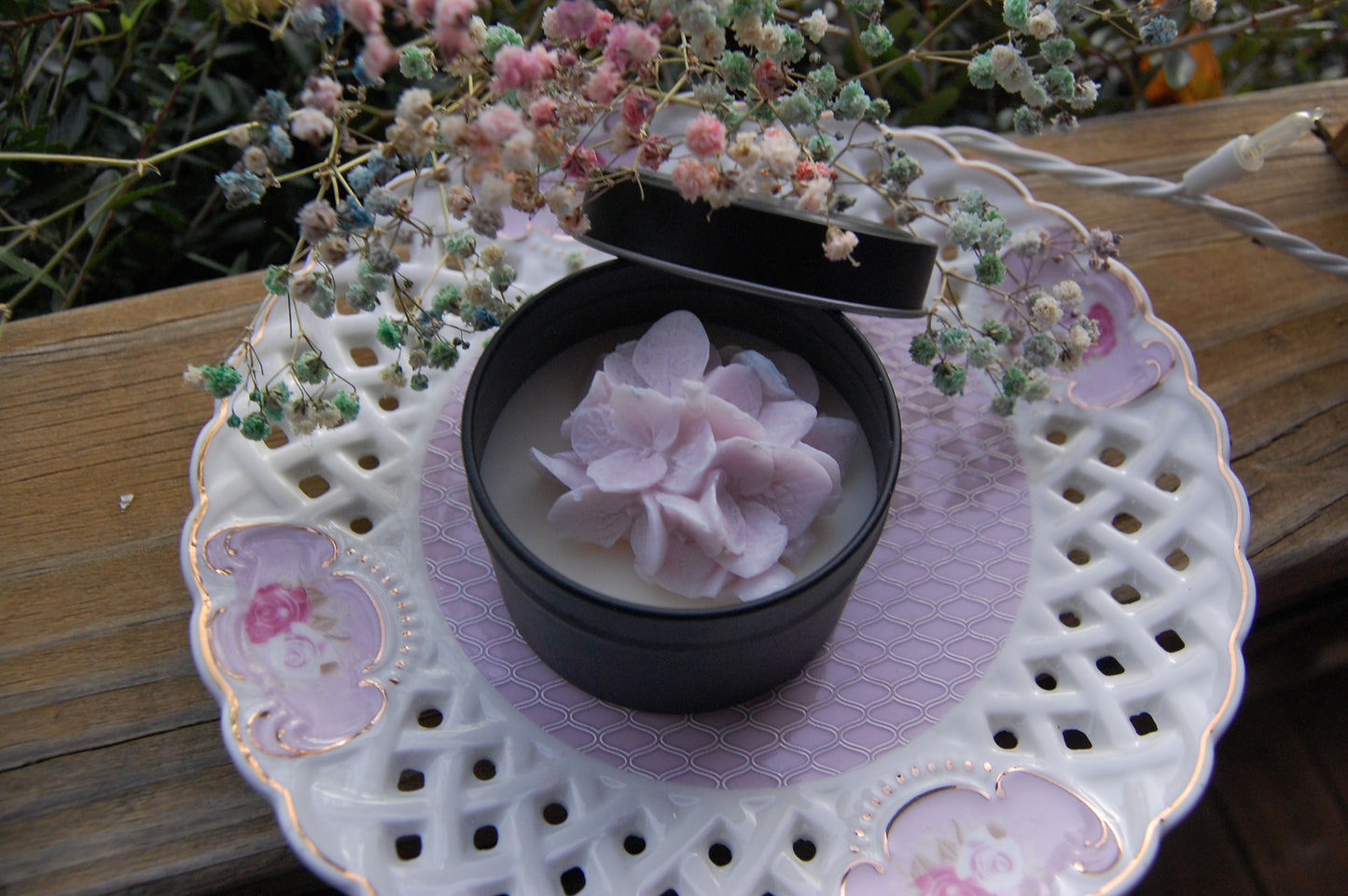 Tin with Hydrangea